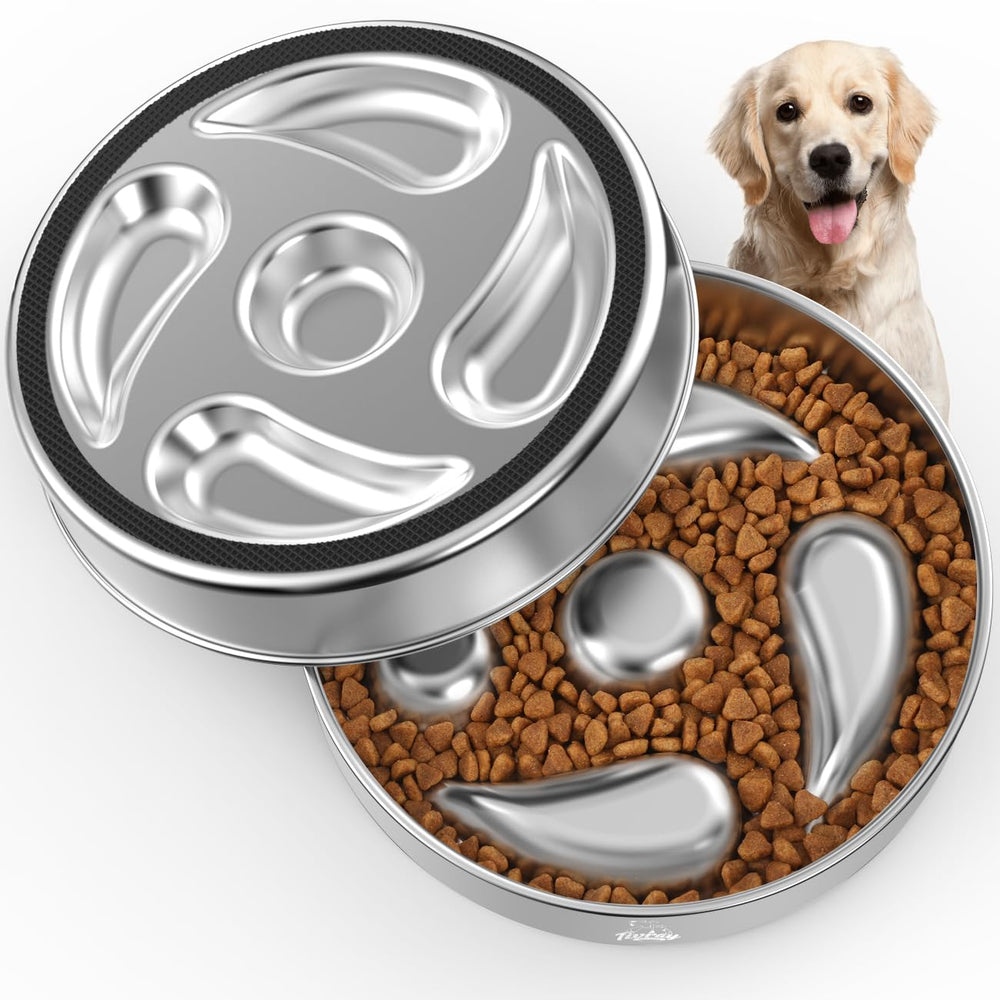 Tivray slow-feeder-pattern dog bowl helps promote slower eating and calmer meals.