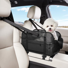TKYZ center-console dog car seat side view—secure fit for small dogs on drives.
