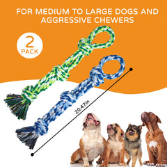 TLAZZ dog rope toy with handle and ball knot for interactive tug-of-war