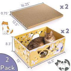 Tlence 16.5-inch scratcher box inside view highlights spacious lounging area for large cats.