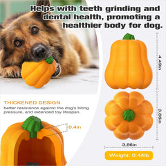 TLKNG dental ridges on the pumpkin help scrub teeth while dogs chew.