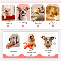 TLKNG hotdog toy close-up shows textured ridges for teeth cleaning during play.