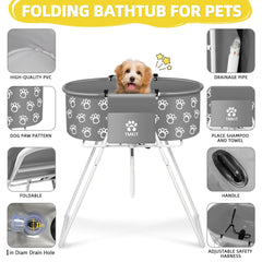 Tmkit dog bath tub dimensions show roomy space for pets