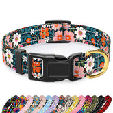 TMOODEL reflective dog collar with flower pattern for safer nighttime walks.