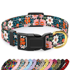 TMOODEL reflective dog collar with flower pattern for safer nighttime walks.