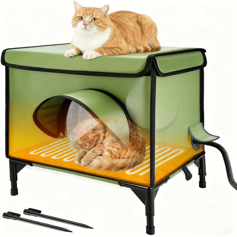 TNELTUEB heated cat house outdoor front view shows weatherproof shelter and warmth for outdoor cats