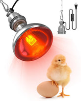 TobeBright heat lamp for chickens coop setup provides warm red glow for cozy chicks.