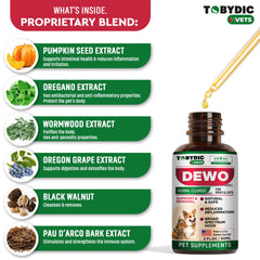 TOBYDIC dog drops dispense demonstrates convenient weight-based dosing.