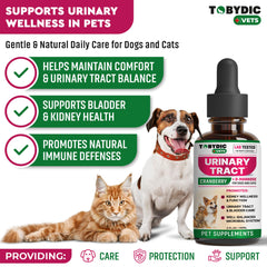 TOBYDIC UTI support bottle label closeup highlights cranberry-based kidney and bladder support
