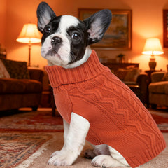 Tochibabe small dog sweater back view shows seamless warmth along the spine for all-day wear.