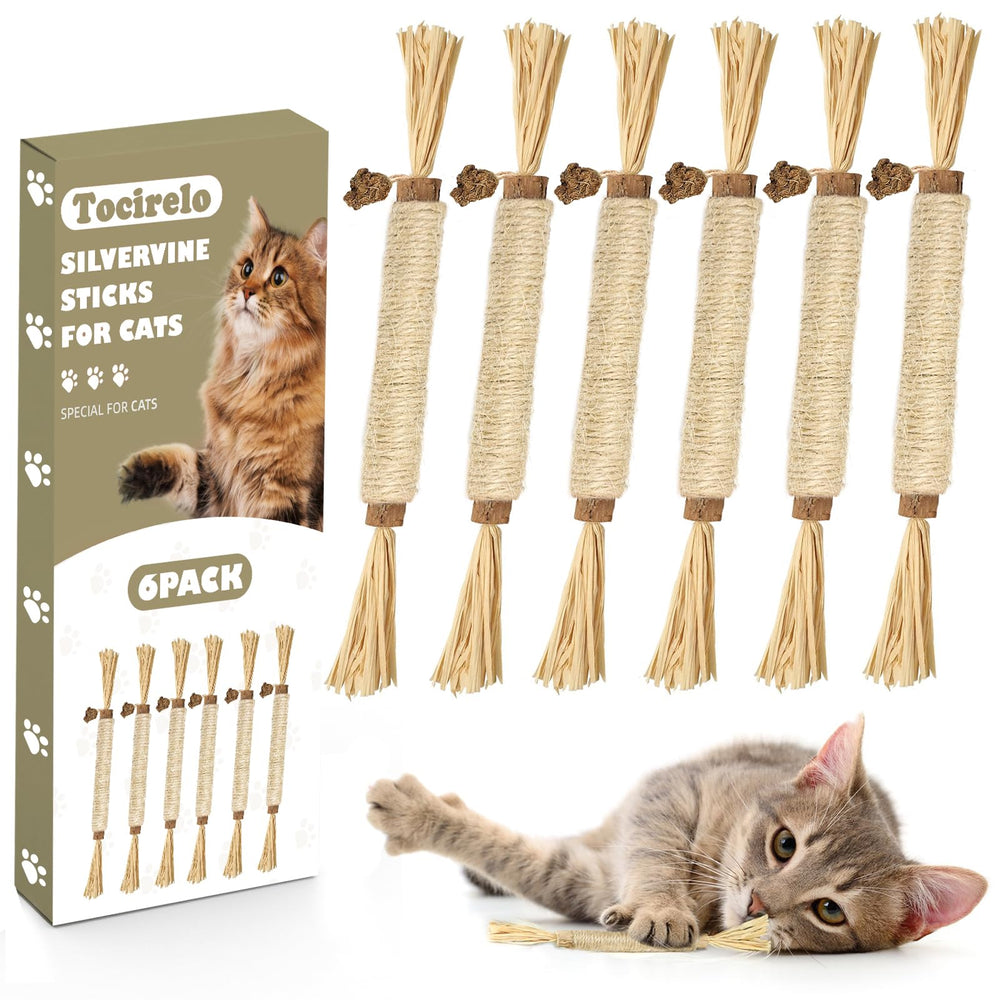 Tocirelo silvervine sticks 6-pack cat toys for boredom relief.