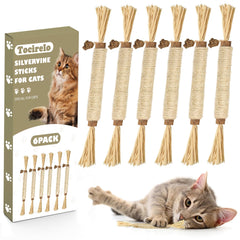 Tocirelo silvervine sticks 6-pack cat toys for boredom relief.