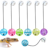 Together-life bearded dragon toy bell ball with suction cup for secure terrarium play