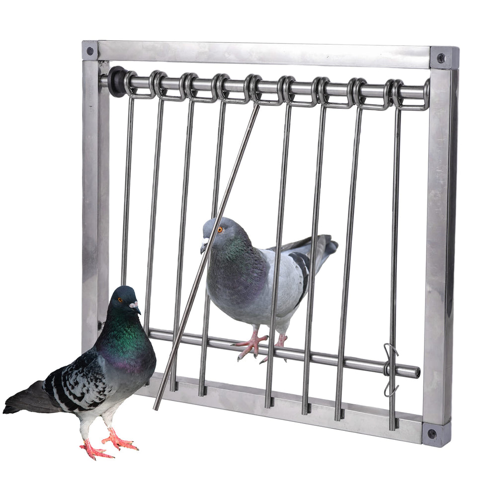 TOHONGADON pigeon trap door front view shows durable stainless steel design for longevity.