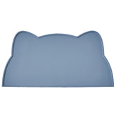 TOKAYIFE cat food mat front view showing stone blue silicone tray with spill containment