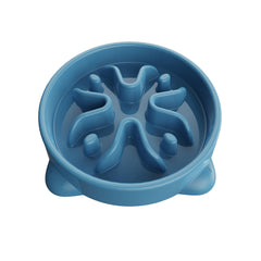 TOKAYIFE slow feeder dog bowl in blue with flower ridges promotes mindful eating.