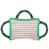 ToLanbbt tug of war pillow in green with durable jute texture for training.