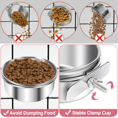 ToLanbbt parrot feeding dishes arranged in cage for easy replacement.