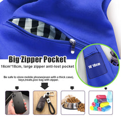 Tomkas dog sling carrier royal blue side pocket highlights convenient zippered storage for essentials