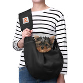 TOMKAS small dog sling with adjustable strap shows customizable fit for comfortable daily use.