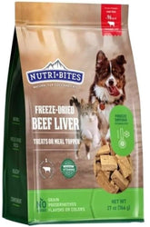 Tomo Wellness NutriBites beef liver packaging highlights high-protein single-ingredient treats for dogs and cats.
