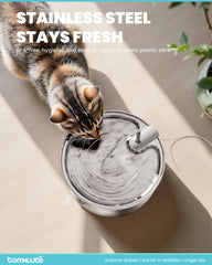 Tomxcute Cat Water Fountain quadruple filtration reduces odors and particles in water.