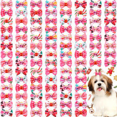 Tondiamo pink Christmas dog bows package shows mixed styles for festive small-dog styling