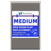 TonGass PAC11-11038 door flap closeup highlights durable, weatherproof material for pets.