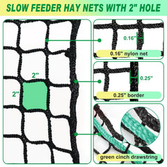 TONGMO knotless hay net close-up emphasizes gentler bite and dental-friendly feeding.