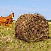 TONGMO round bale hay net setup showing easy binding and quick loading.