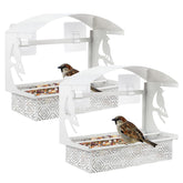 Tonitrui window bird feeder with adhesive hooks offers steadfast stability for windy outdoor setups.