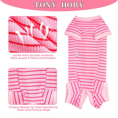 TONY HOBY dog pajamas four-leg design close-up with secure fit features.