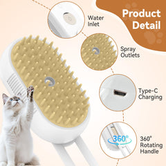 TOOLIAR 4 in 1 pet steam brush ergonomic-grooming handle for easy brushing.