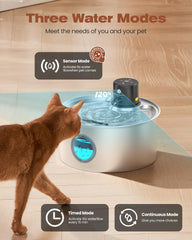 TOONIOOS Cat Water Fountain 304 stainless steel construction for durability.