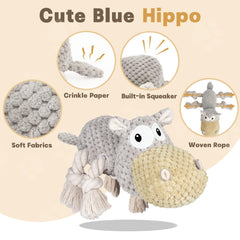 TOOPTATE hippo gray toy with crinkle-tail sparks curiosity during play