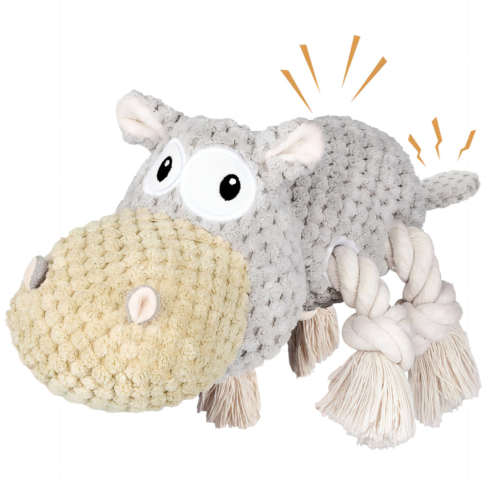 TOOPTATE hippo gray squeaky toy—a durable option for aggressive chewers