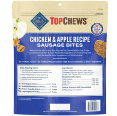 Top Chews Chicken and Apple Recipe serving image highlights moist, USA-made treats for retrievers.