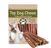Top Dog Chews 12-inch bully stick package promotes durable chewing and canine satisfaction