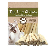 Top Dog Chews 6inch cow tail pack shows premium natural dog treats.