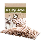 Top Dog Chews rawhide twists packaging shows premium quality for long-lasting play.