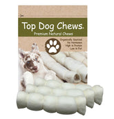 Top Dog Chews beef cheek rolls 9-11in pack closeup for long-lasting chew