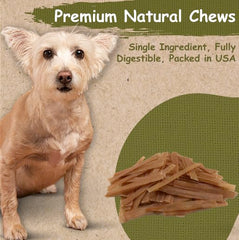top dog chews flat turkey tendons closeup-texture highlights long-lasting chew