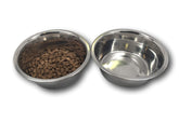 Top Dog Chews 8-inch stainless steel bowls for easy feeding and hydration.