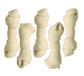 Top Dog Chews natural beef rawhide bones 8-10 inch length for durable chewing sessions.