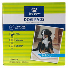 Top Paw dog pads white rectangular image showing 5-layer protection for indoor training.