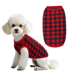 Topbuti dog fleece sweater plaid front view showing cozy warmth for small dogs