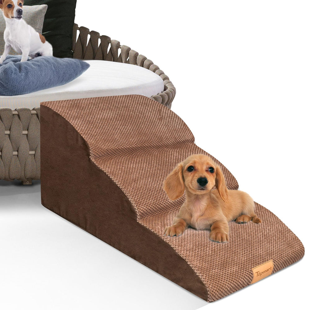 Topmart high-density extended foam dog ramp setup offers safer access for aging pets.