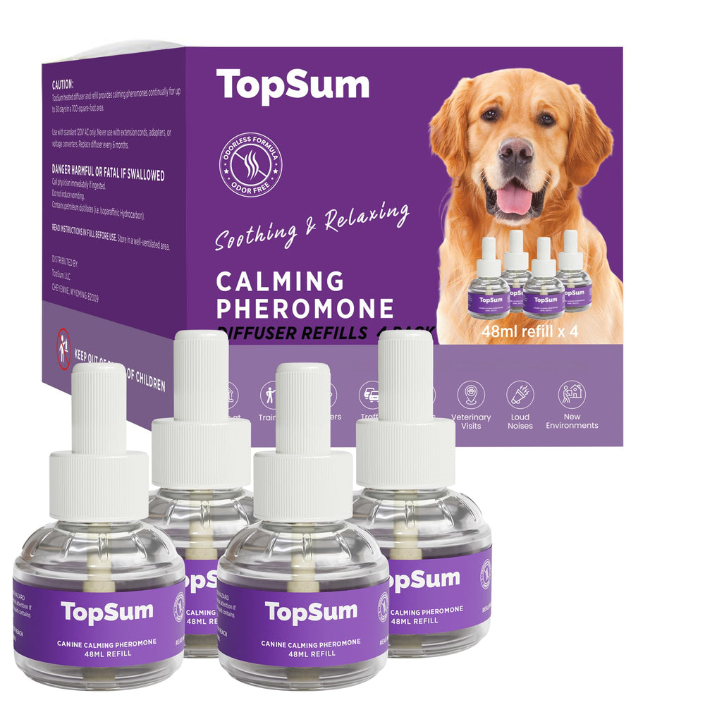 TopSum 4-pack dog calming diffuser refills purple front view for quiet spaces