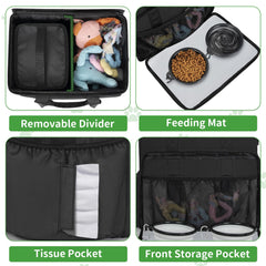 Toribio bag with two leak-proof food containers and two collapsible bowls for meals on the go.