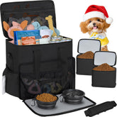 Toribio dog travel bag front view with organized pockets for quick access to essentials.